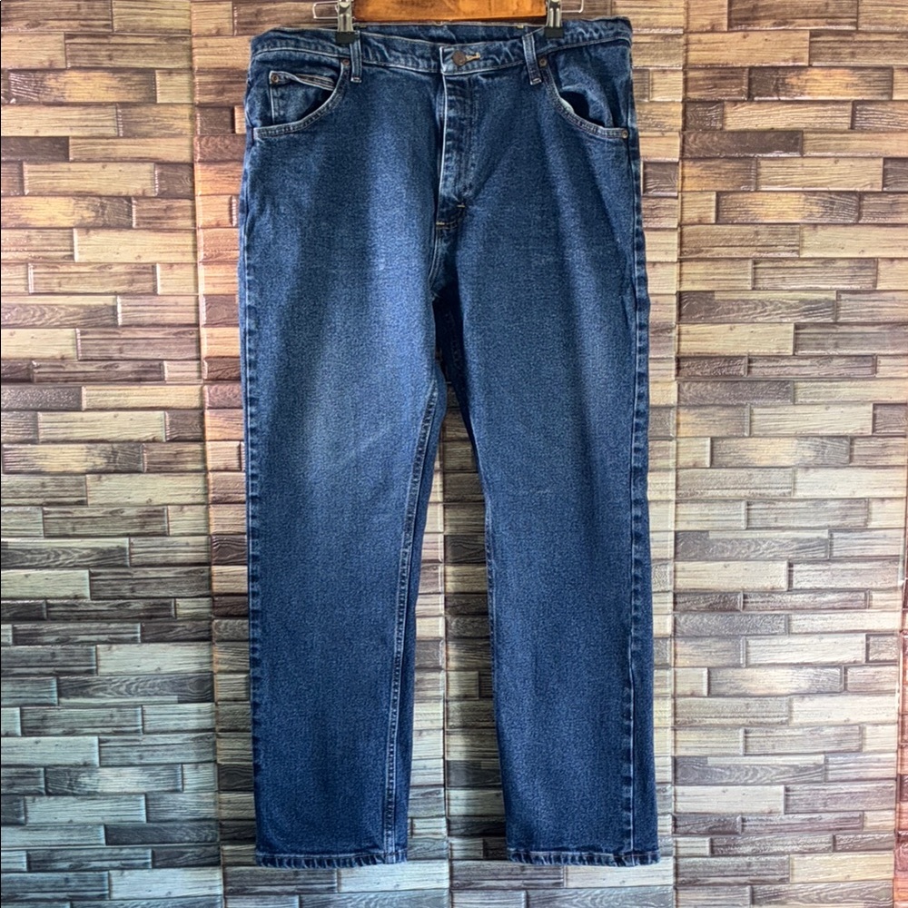 Pre Owned Wrangler Blue Relaxed Jeans Versatile Comfort 38x30
